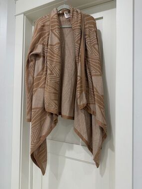 Moth Beige and Tan Draped Open-Front Poncho Cardigan